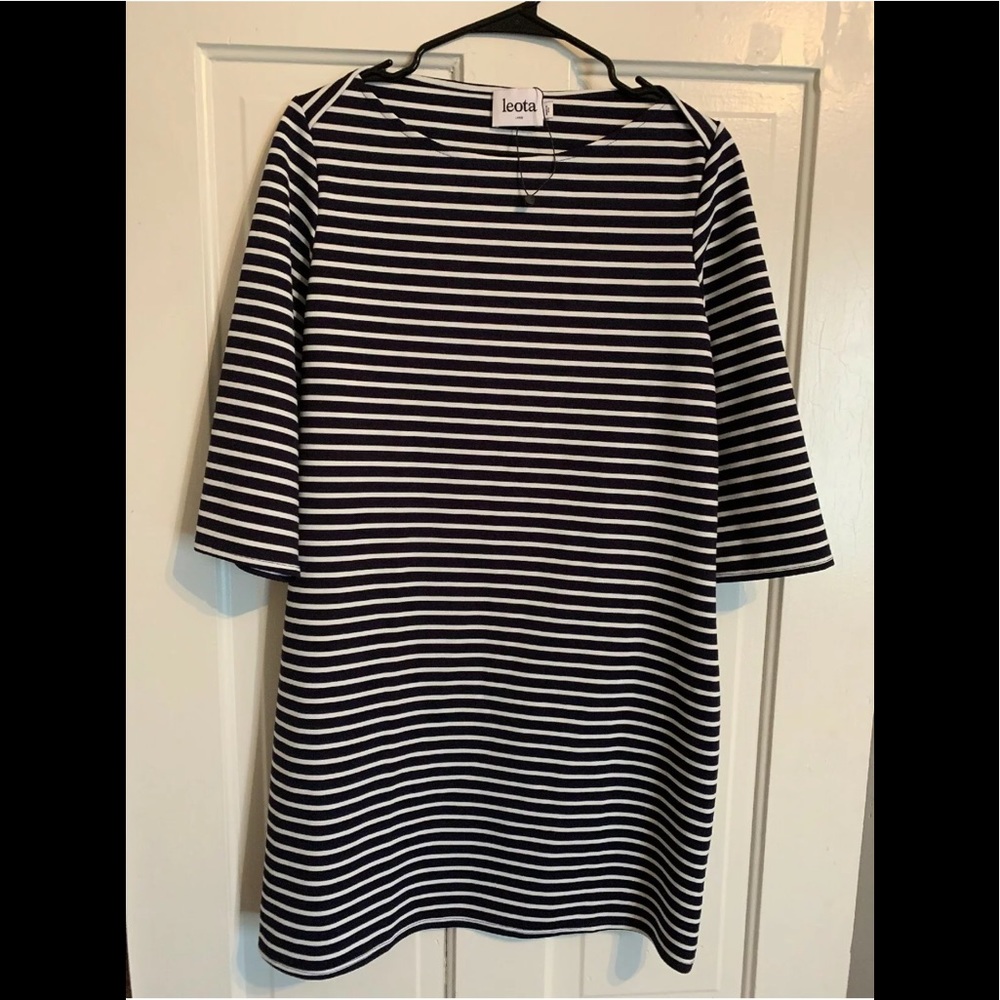 Leota Stripe Sheath Dress Black White Size Large
